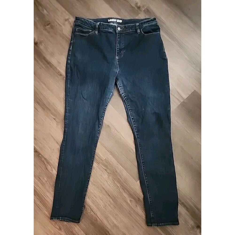 Lands' End Jeans Womens Size 18 Mid Rise Skinny  Dark Wash